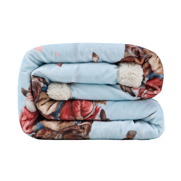 Santa on Horseback Campfire Sherpa Throw
