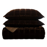 Stella Faux Silk Velvet Double Box Stitch Quilt Set