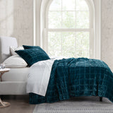 Stella Faux Silk Velvet Double Box Stitch Quilt Set