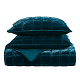 Stella Faux Silk Velvet Double Box Stitch Quilt Set