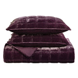 Stella Faux Silk Velvet Double Box Stitch Quilt Set