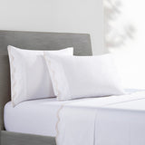 Delphine Scalloped Edge Embroidered 350TC Cotton Sateen Sheet Set