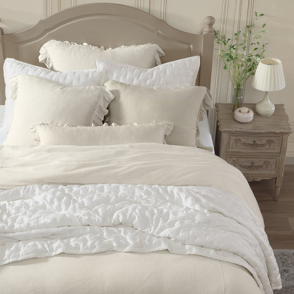 Lily Washed Linen Ruffled Bedding Set