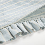 Larkspur 100% Slub Linen Prairie Stripe Ruffled Euro Sham