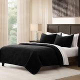 Stonewashed Cotton Velvet Quilt - Black