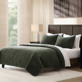 Stonewashed Cotton Velvet Quilt - Fern Green