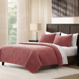 Stonewashed Cotton Velvet Quilt - Salmon
