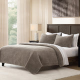 Stonewashed Cotton Velvet Quilt - Taupe