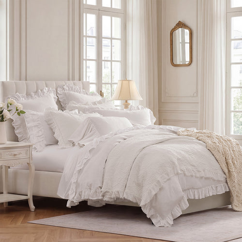 Sadie Stonewashed Paisley Ruffled Quilt Set