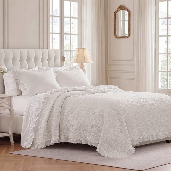 Sadie Stonewashed Paisley Ruffled Quilt Set