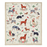 Christmas Dogs Campfire Sherpa Throw