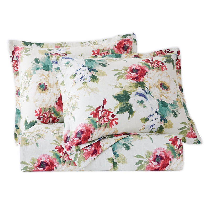 Peony Washed Linen Bedding Set Comforter / Duvet Cover