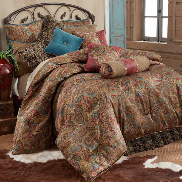 San Angelo Comforter Set, Teal & Leopard Full / Leopard