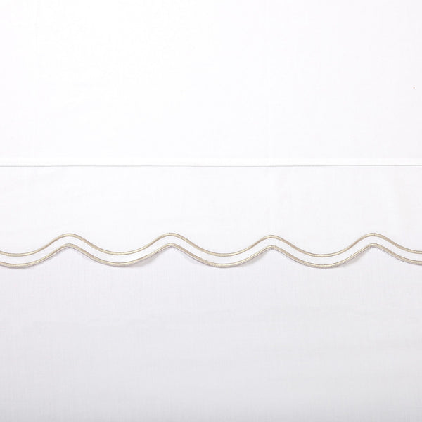 Delphine Scalloped Edge Embroidered 350TC Cotton Sateen Sheet Set Sheet