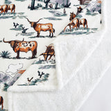 Ranch Life Western Toile Campfire Sherpa Throw Throw