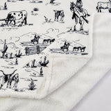 Ranch Life Western Toile Campfire Sherpa Throw Throw