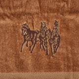 3 PC 3-Horse Embroidered Towel Set, Mocha Bath Towel