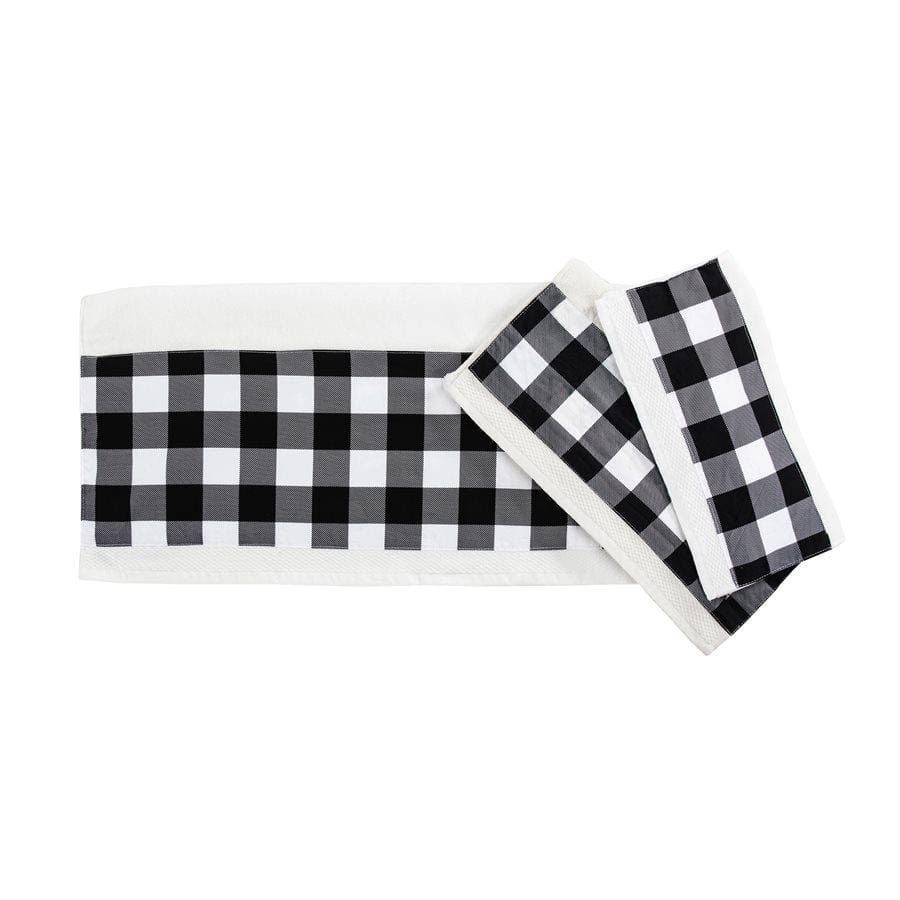 Black and White Buffalo Plaid Bath Towel