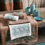 Wyatt Turquoise Scroll 3-PC Bath Towel Set, Cream Bath Towel