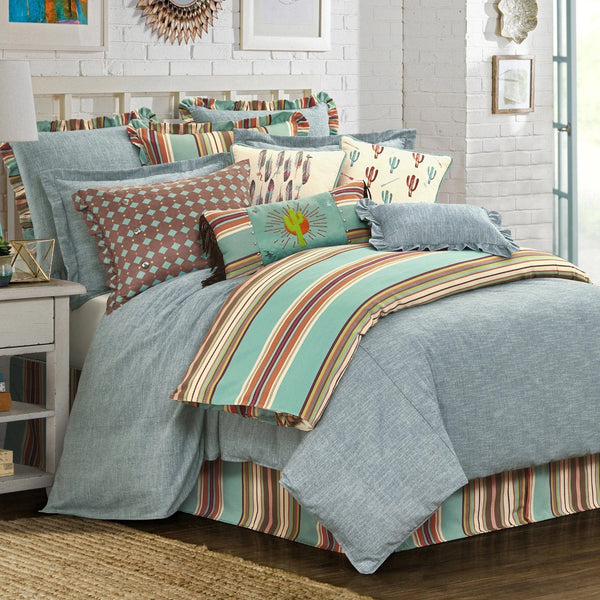Serape Southwest Turquoise Bedskirt (16"/18" Drop)-Bed Skirt-HiEnd Accents
