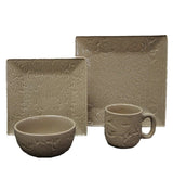 Savannah 16PC Ceramic Dinnerware Set Taupe Ceramic Dinnerware