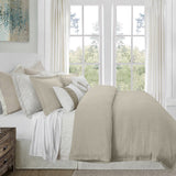 Hera Washed Linen Flange Bedding Set Duvet Cover Set / Super Queen / Light Tan Comforter / Duvet Cover
