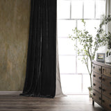 Stella Faux Silk Velvet Curtain Black Curtain
