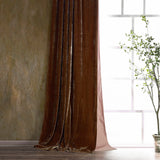 Stella Faux Silk Velvet Curtain Copper Brown Curtain