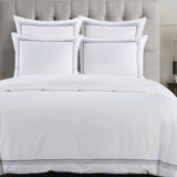 Embroidered Border Duvet Cover Set Super Queen / Gray Duvet Cover