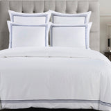 Embroidered Border Duvet Cover Set Super Queen / Navy Duvet Cover