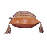 Arrow Genuine Leather Tasseled Throw Pillow, 20x12 Leather Pillow