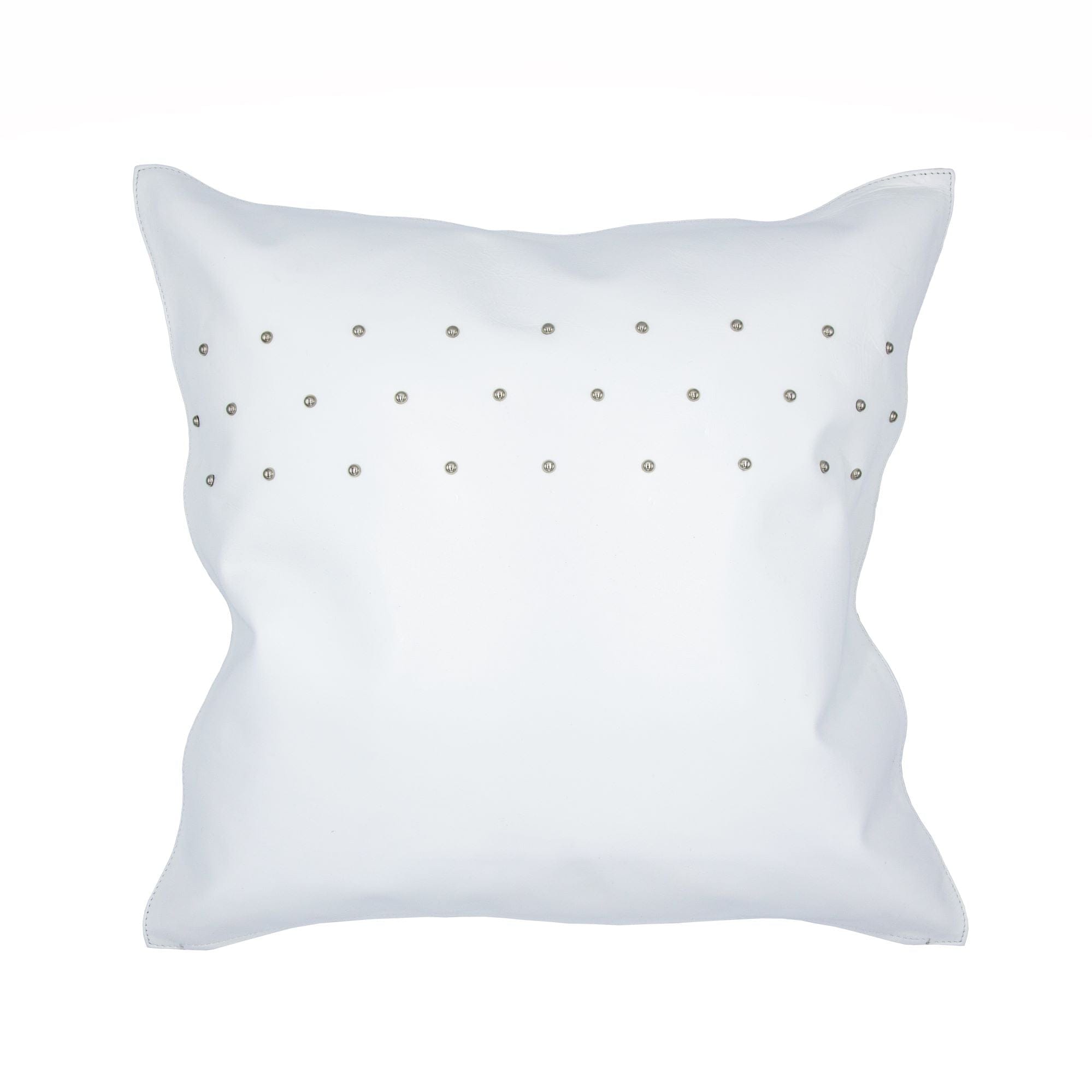 HiEnd Accents Genuine White Leather Studded Throw Pillow, 20 20