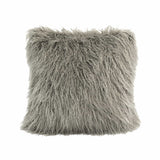 Mongolian Faux Fur Throw Pillow, 6 Colors, 18x18 Gray Pillow