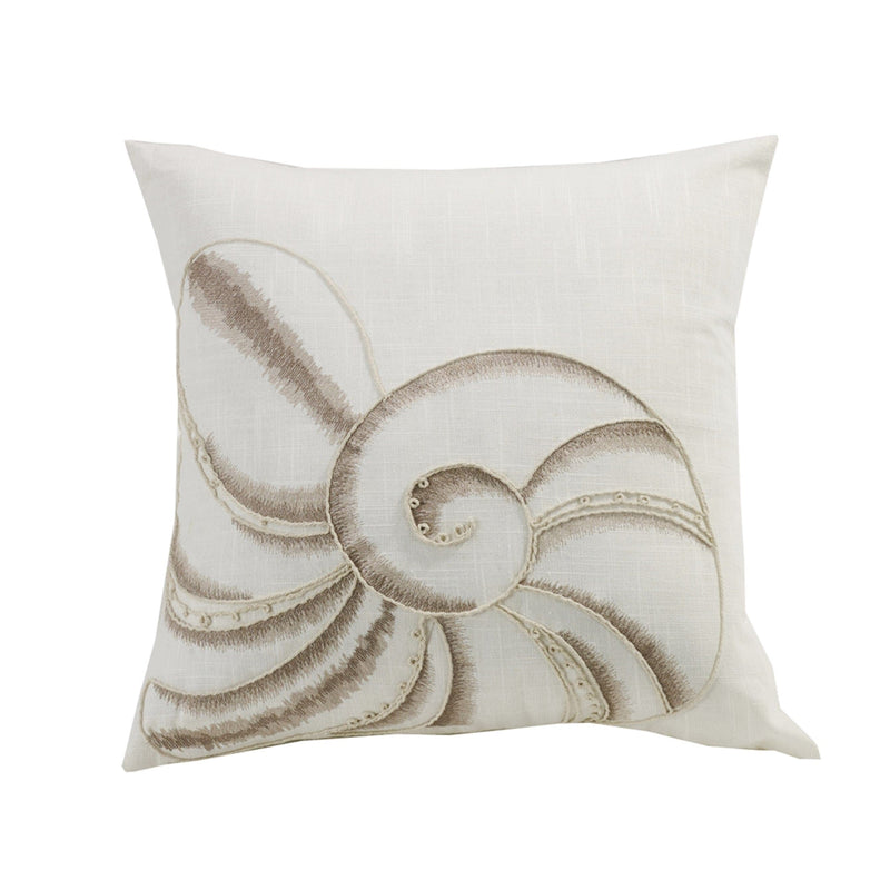 Newport Seashell Embroidery Throw Pillow, 18x18 Pillow