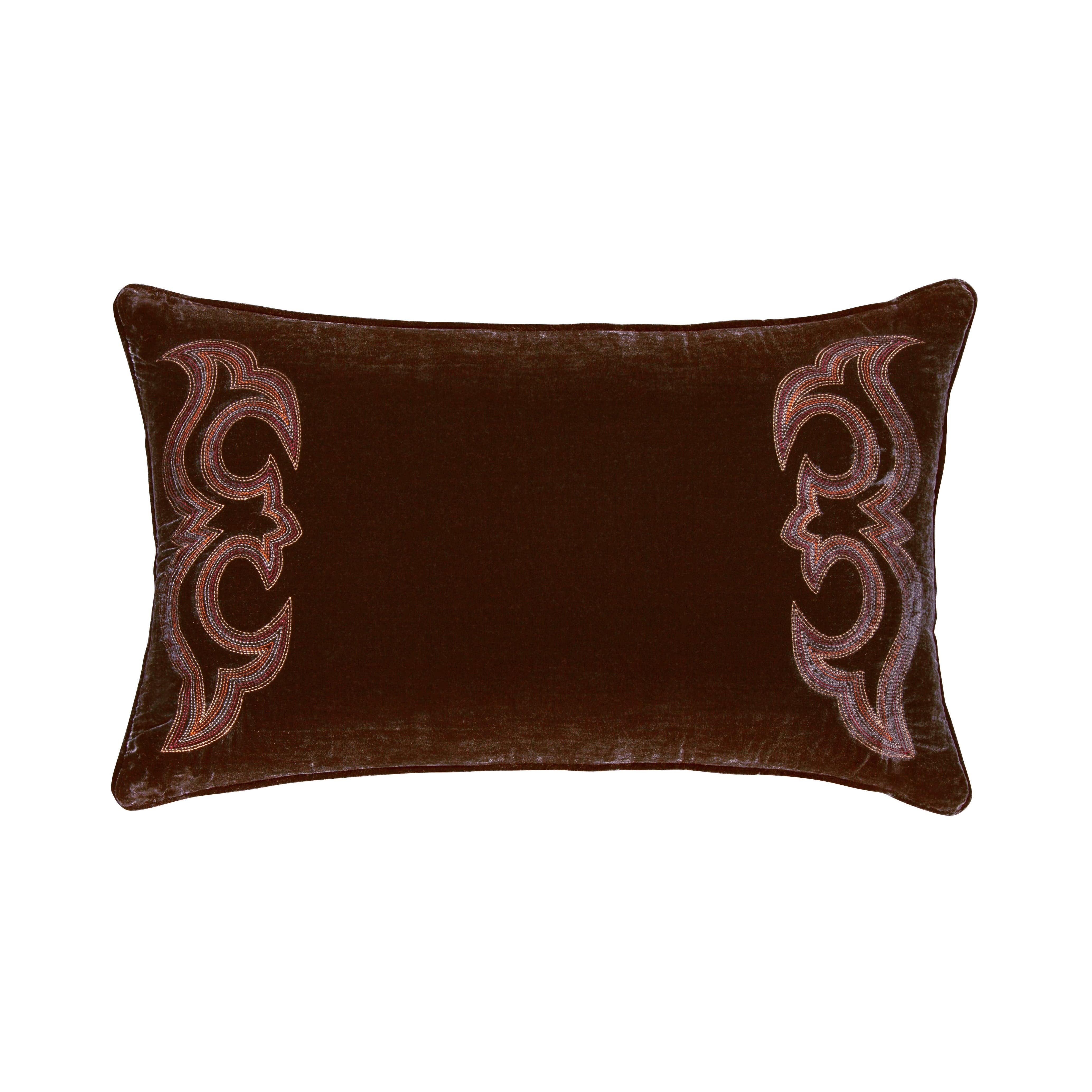 HiEnd Accents | Stella Boot Stitch Faux Silk Velvet Lumbar Pillow