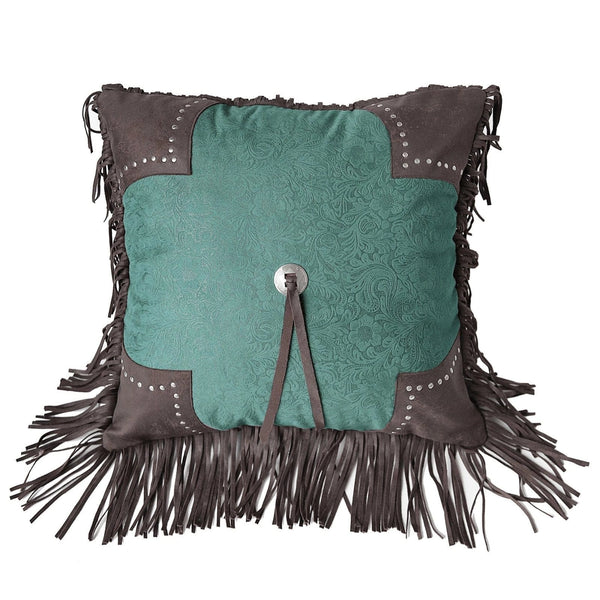 Cheyenne Scalloped Edge Throw Pillow, 2 Colors Turquoise Pillow