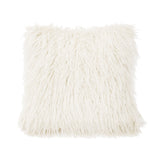 Mongolian Faux Fur Throw Pillow, 6 Colors, 18x18 White Pillow