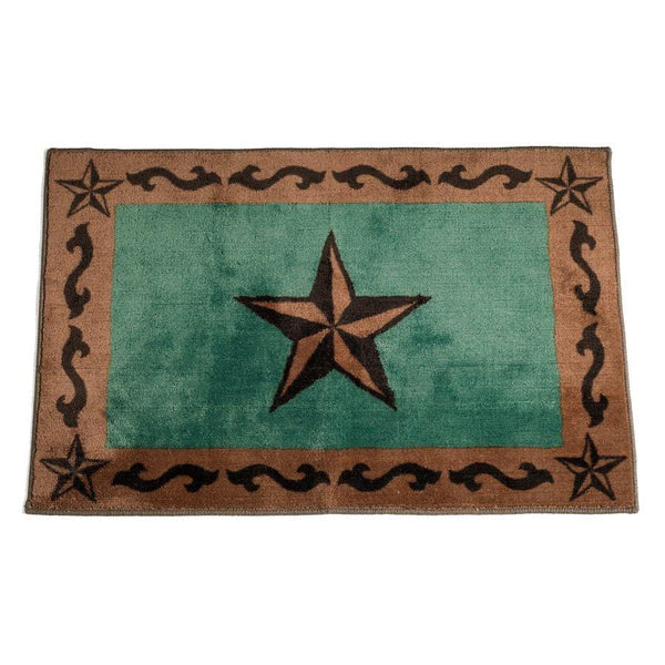 Star w/ Scroll Motif Kitchen/Bath Rug - Turquoise Rug