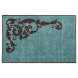 Wyatt Turquoise Scrollwork Kitchen/Bath Rug Rug