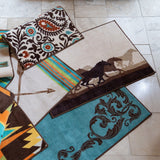 Wyatt Turquoise Scrollwork Kitchen/Bath Rug Rug