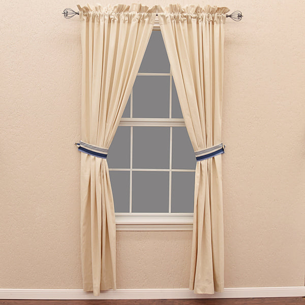 Beaufort Natural Canvas Curtain Panel Set (PAIR) Sale-Curtain