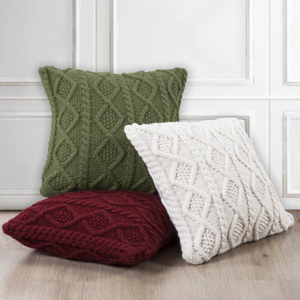 Cable Knit Soft Diamond Euro Sham, 3 Colors Sham