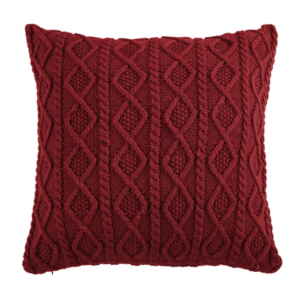 Cable Knit Soft Diamond Euro Sham, 3 Colors Red Sham