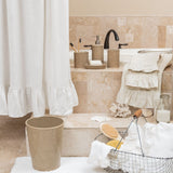 Washed Linen Ruffled Shower Curtain, White Shower Curtain