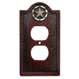 Leather Grain Single Outlet Cover Wall Plate Switch Plates & Outlet Covers