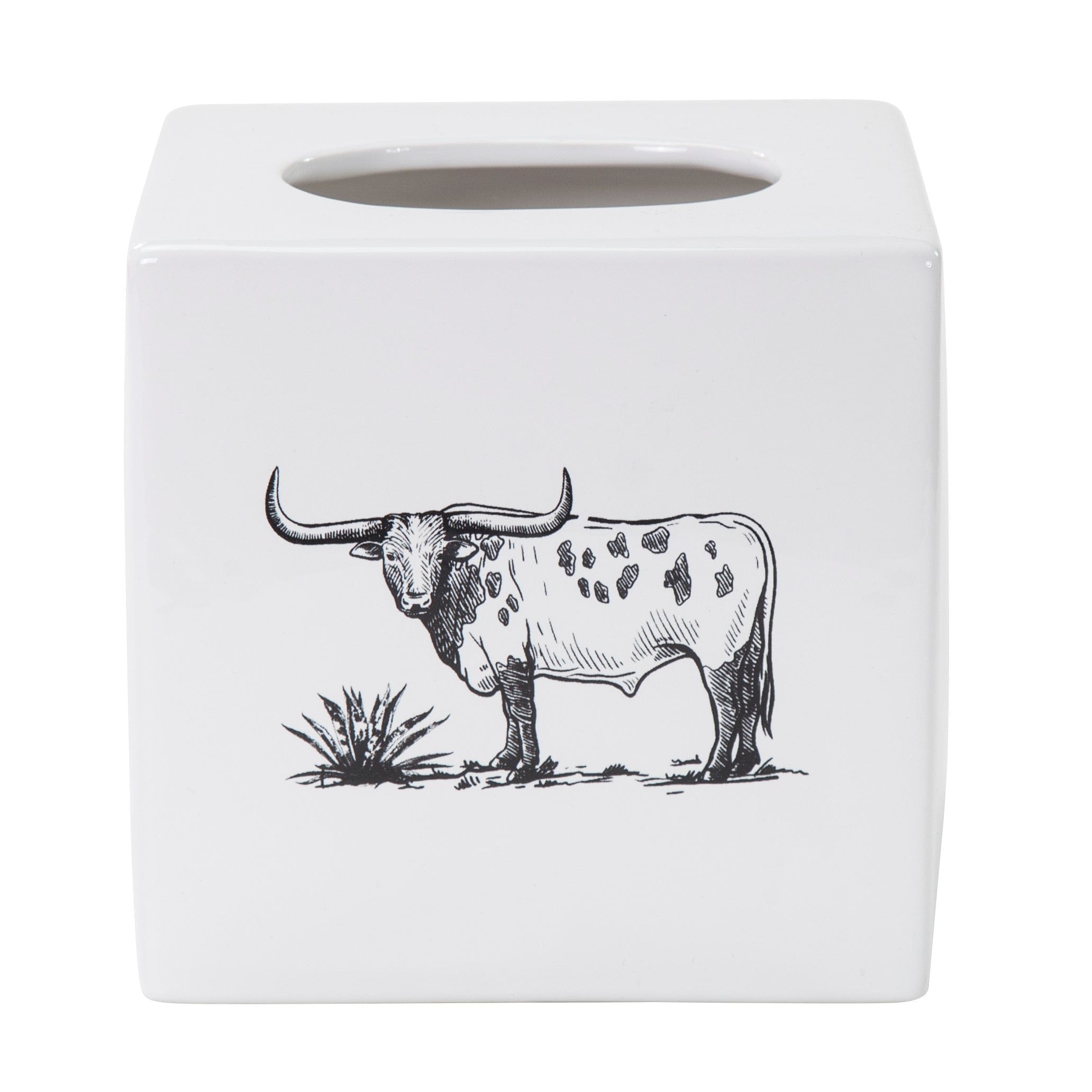 Paseo Road by HiEnd Accents Ranch Life Ceramic Tissue Box Cover, White