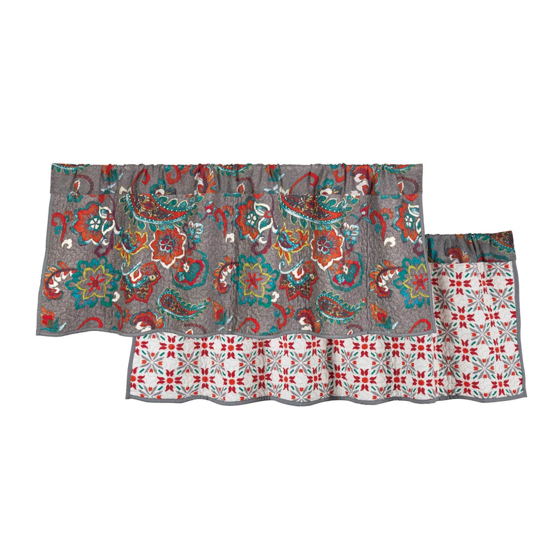 Abbie Western Paisley Quilted Valance, Teal Valance