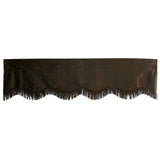 Chocolate Faux Leather Kitchen Valance w/ Fringe Valance