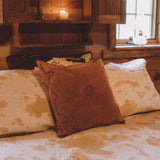 Western Suede Antique Silver Concho & Studded Pillow