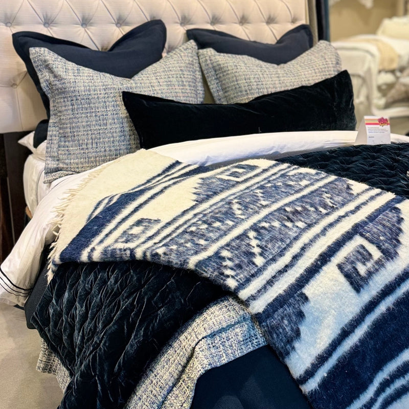 Azul 100% Wool Handwoven Throw Blanket
